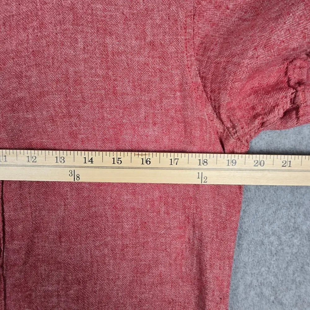 American Rag Cie Mens Medium Red Linen Blend Short Sleeve Button Down Shirt - Picture 10 of 12